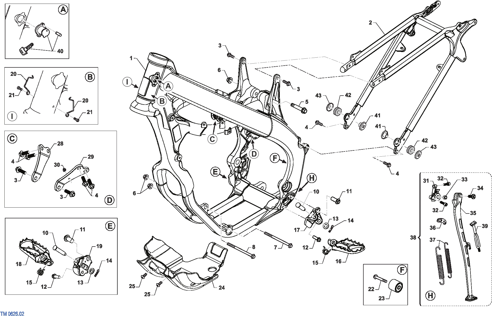 Pièces d'origine pour TM RACING 300 300 4T 300 Fi EN 2024 - Cadre moto