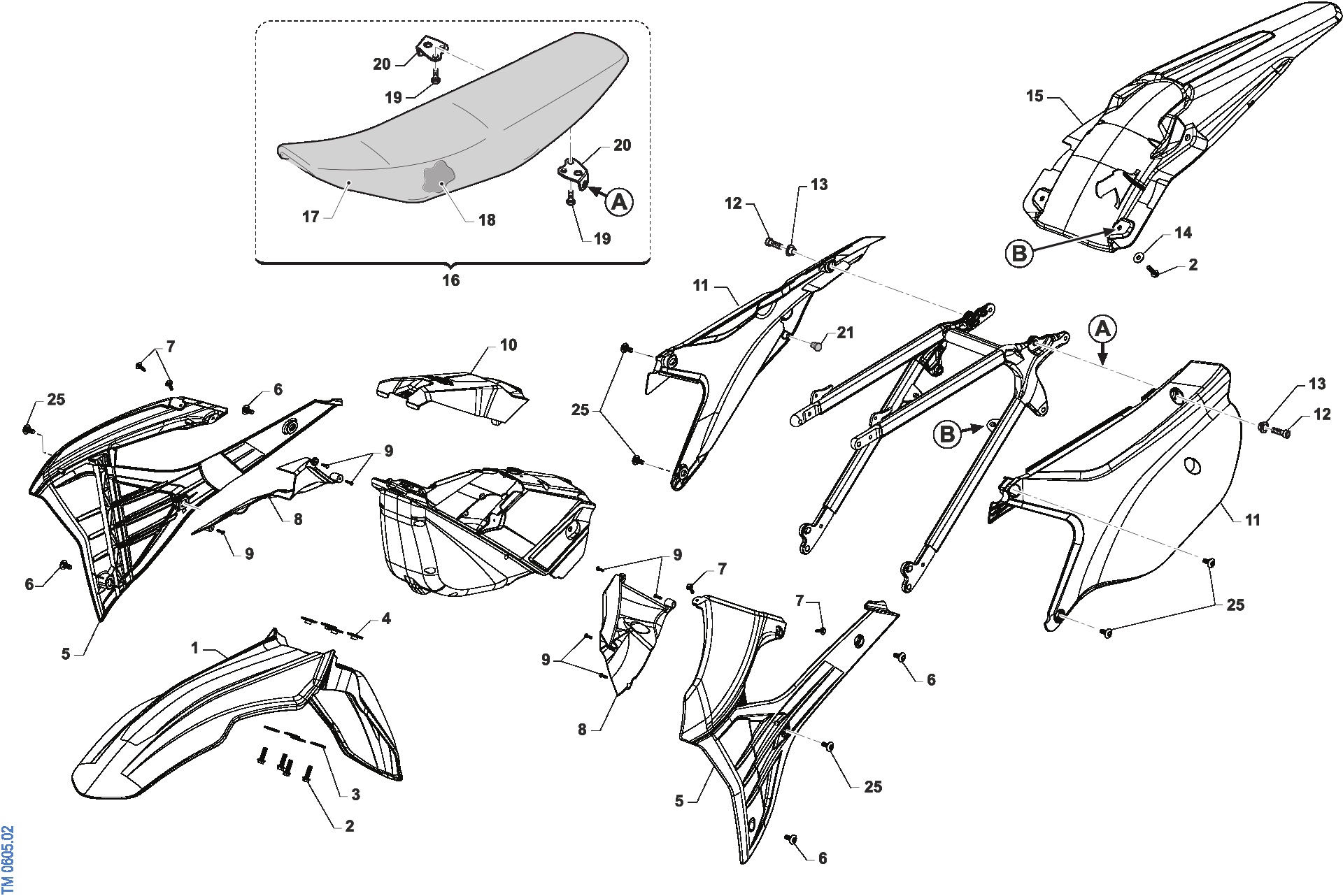 Pièces d'origine pour TM RACING 300 300 4T 300 Fi EN 2024 - Carénages et plastiques