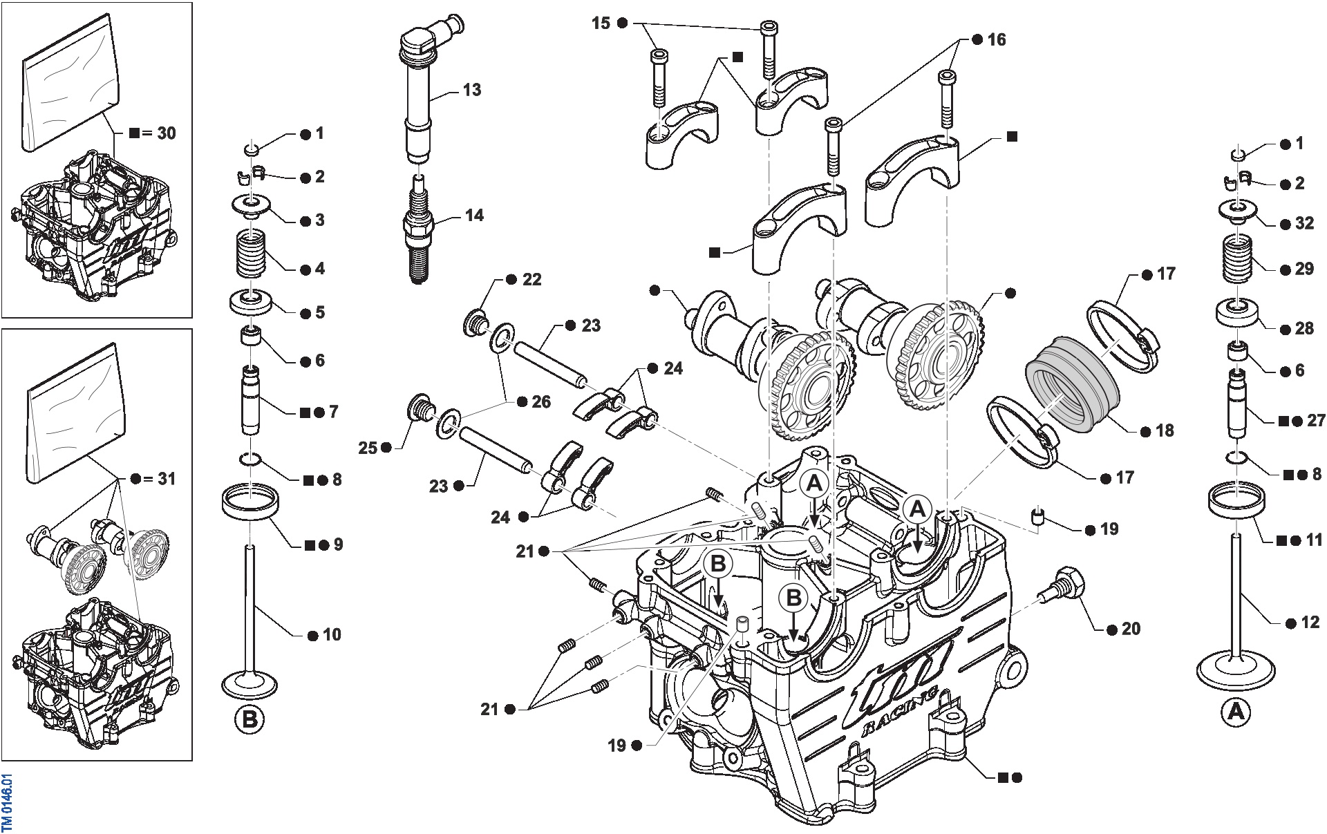 Pièces d'origine pour TM RACING 450 450 4T 450 Fi SMK 2024 - Culasse moteur