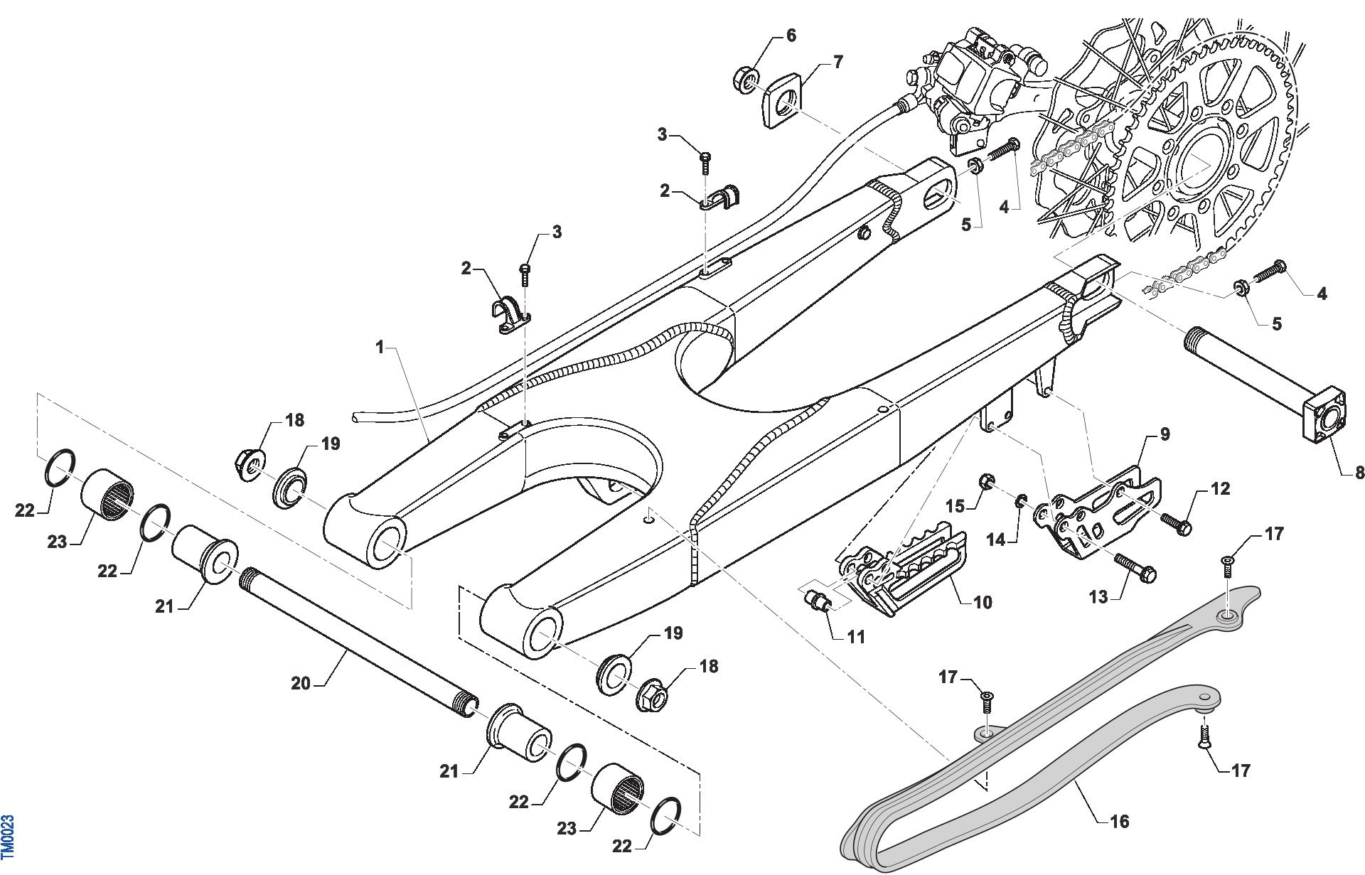 Pièces d'origine pour TM RACING 450 450 4T 450 Fi EN 2024 - Bras oscillant