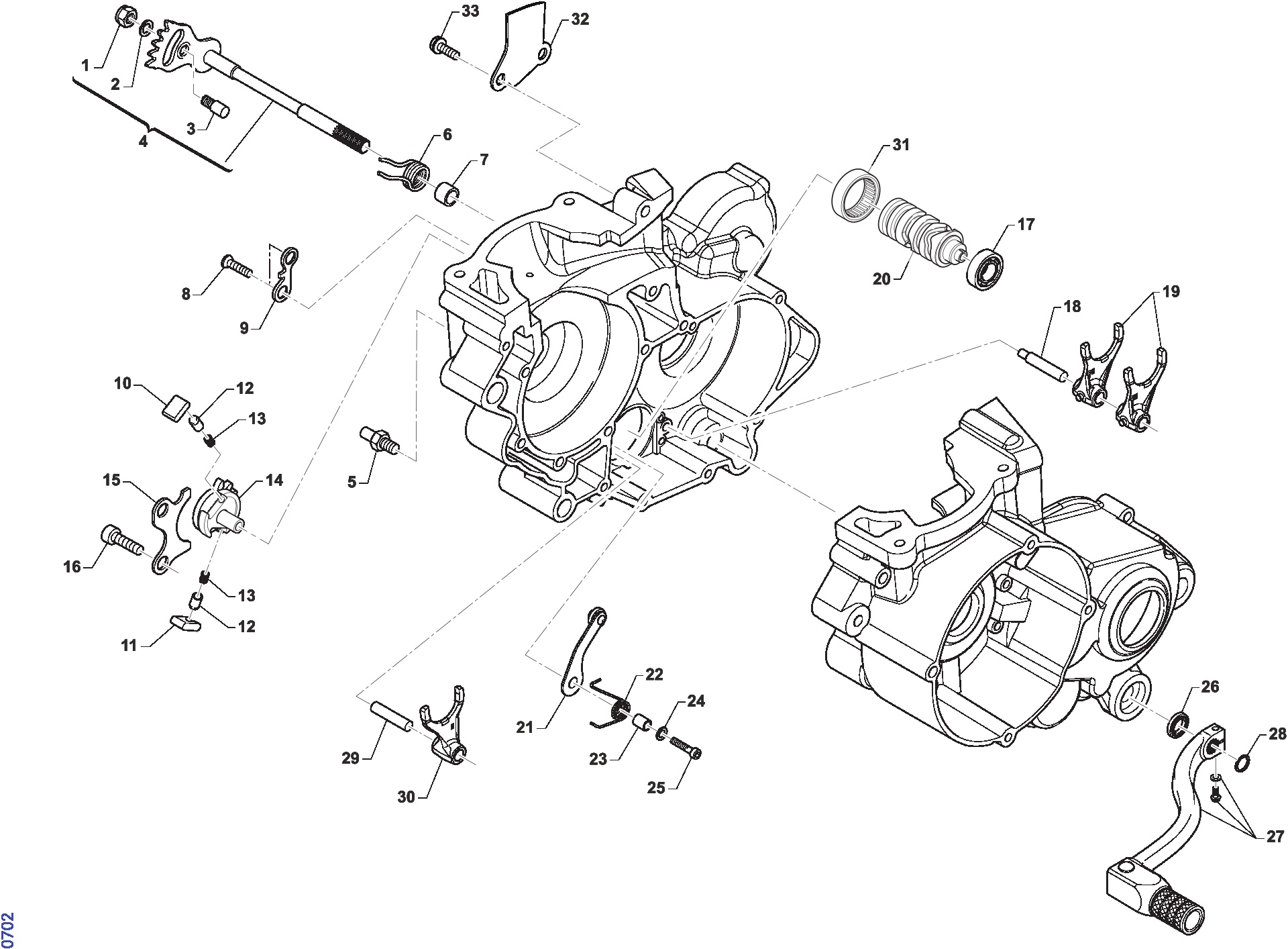 Pièces d'origine pour TM RACING 125 125 2T 125 MX 2023 - Boîte de vitesse