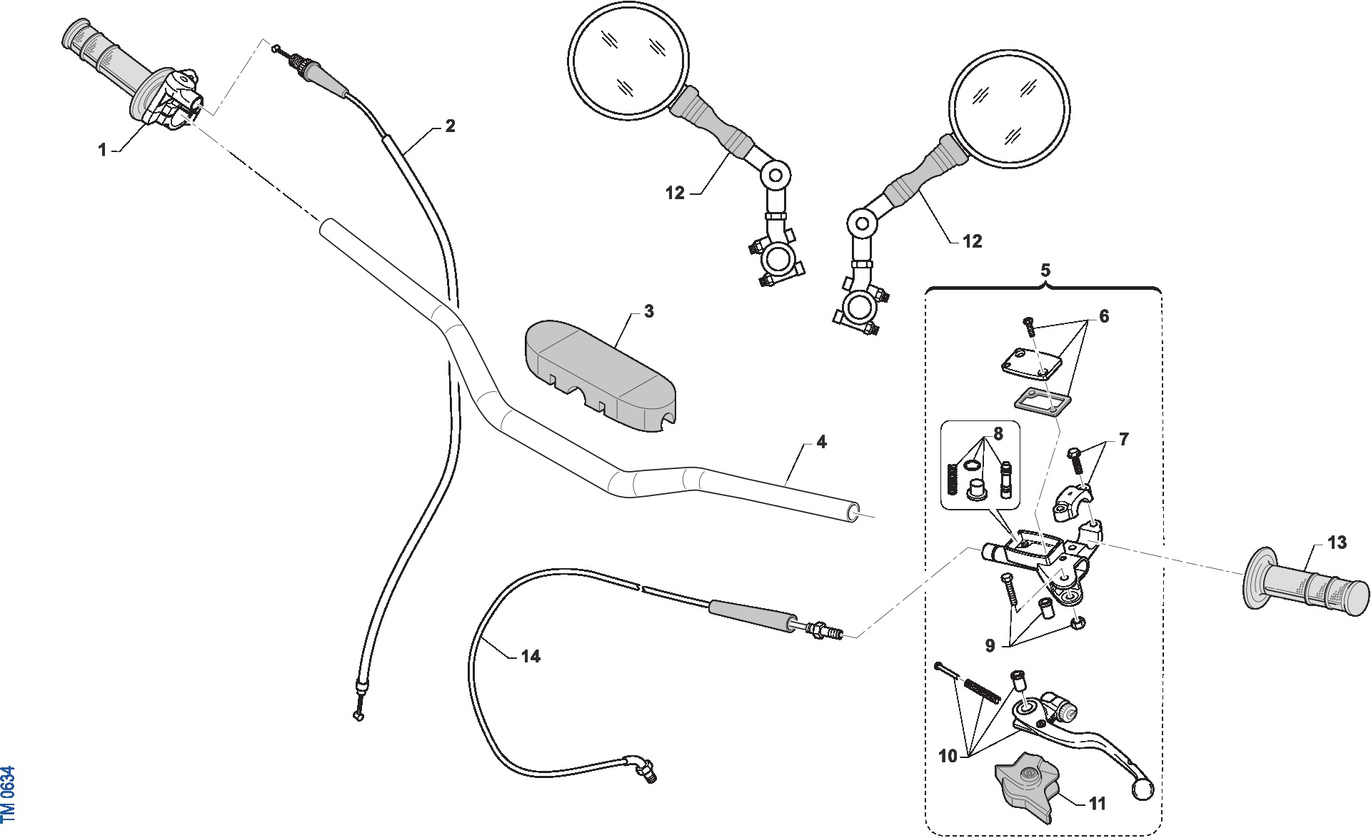 Pièces d'origine pour TM RACING 144 144 2T 144 EN 2023 - Guidon et commandes
