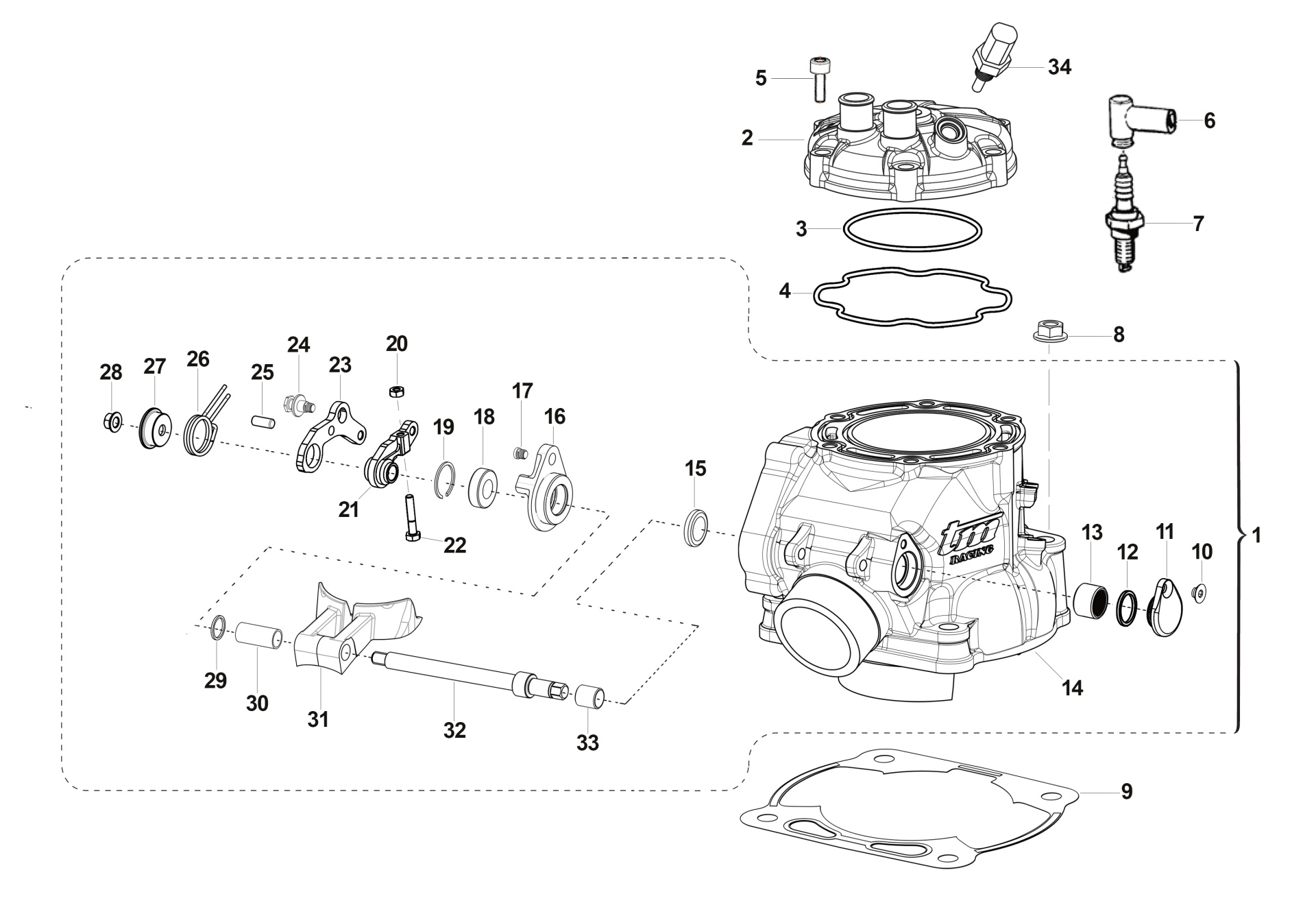 Pièces d'origine pour TM RACING 250 250 2T 250 FI EN 2023 - Cylindre
