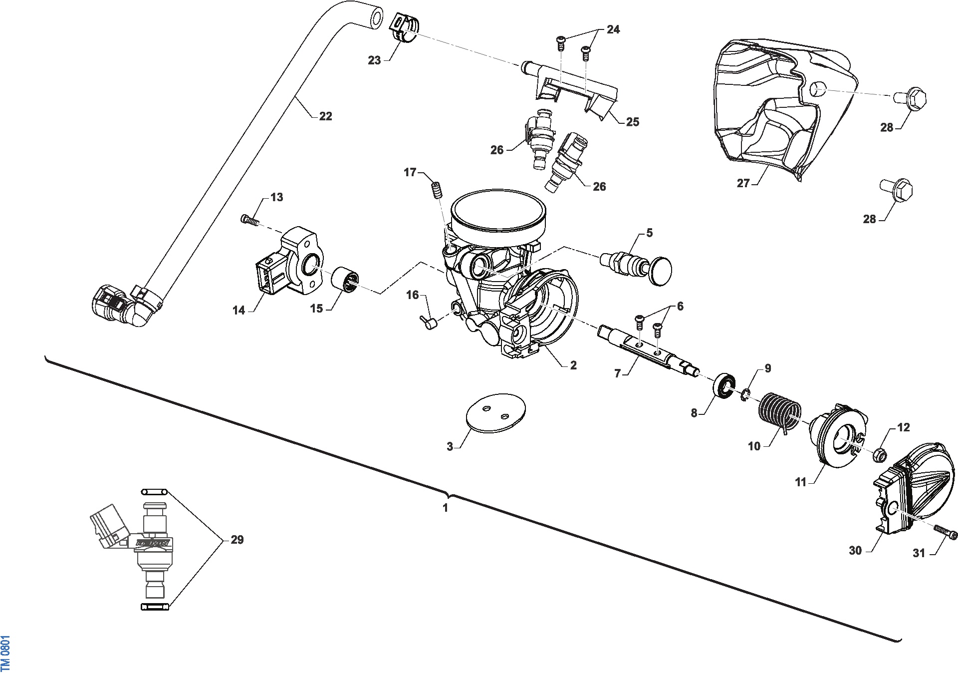 Pièces d'origine pour TM RACING 250 250 2T 250 FI EN 2023 - Corps d'admission 250/300