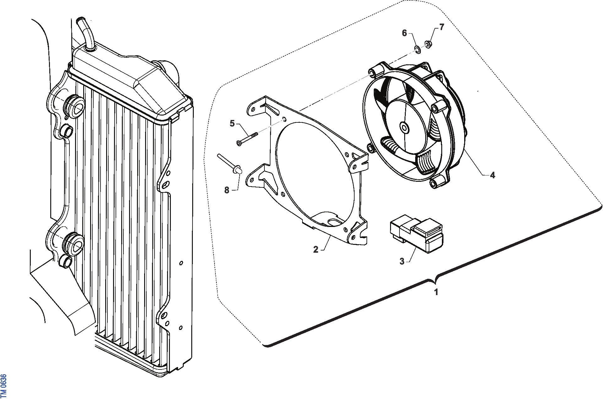 Pièces d'origine pour TM RACING 300 300 2T 300 FI EN 2023 - Ventilateur de radiateur