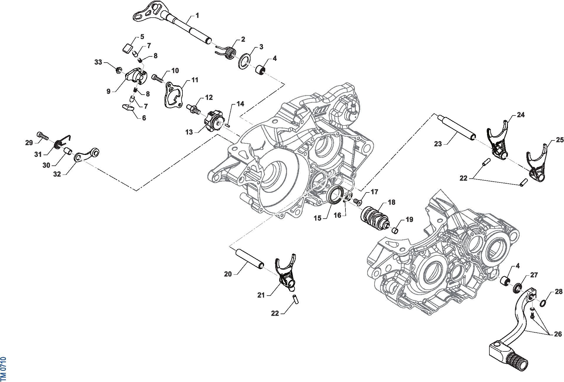 Pièces d'origine pour TM RACING 300 300 2T 300 EN 2023 - Fourchette de boîte de vitesses 6 rapports