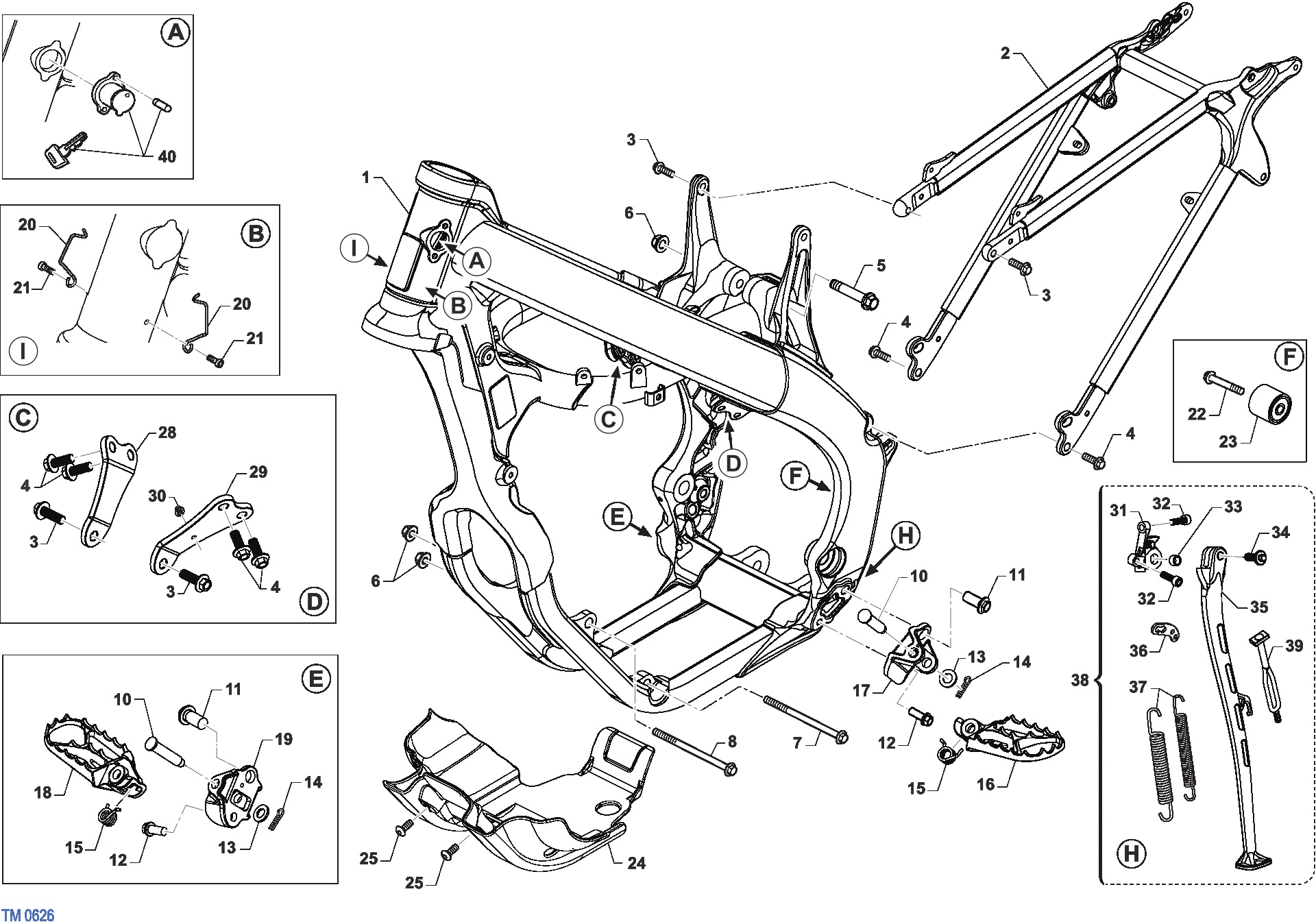 Pièces d'origine pour TM RACING 250 250 4T 250 Fi EN 2023 - Cadre et partie-cycle