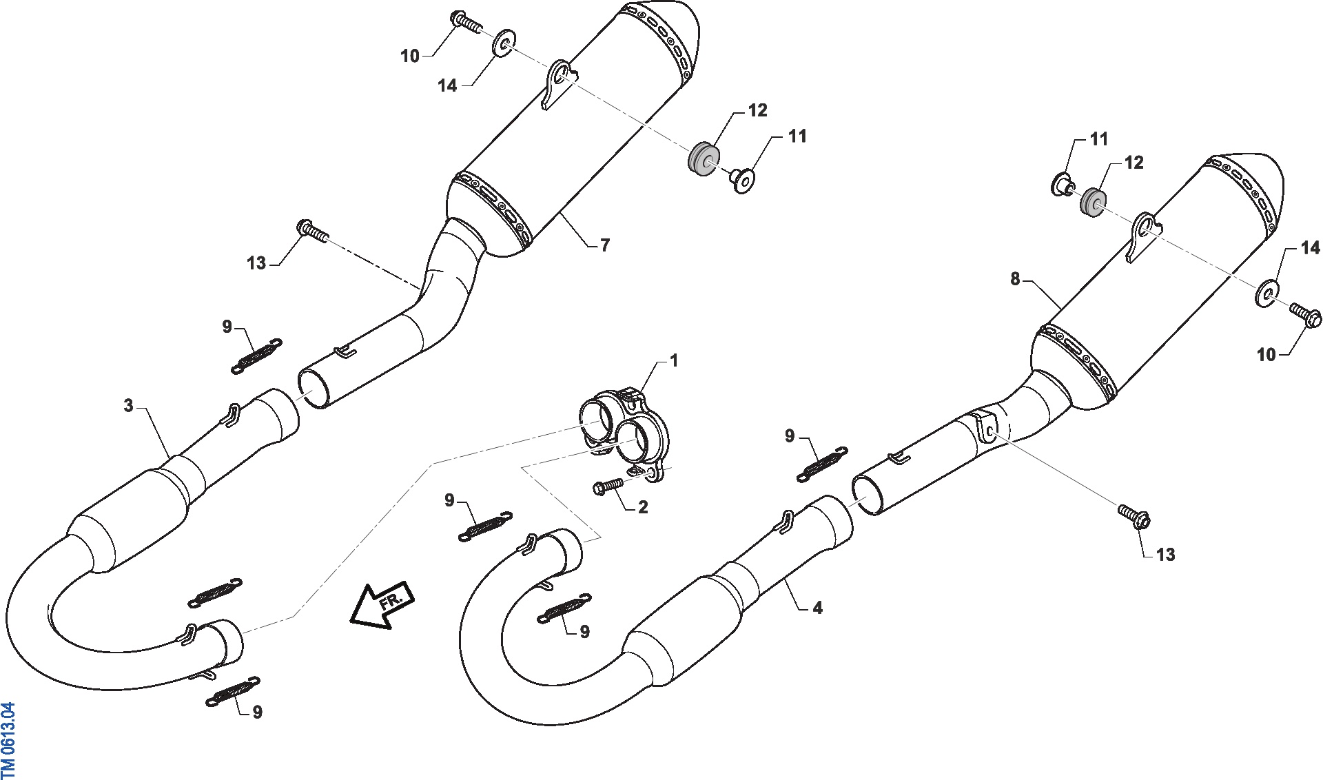 Pièces d'origine pour TM RACING 250 250 4T 250 Fi EN 2023 - Échappement