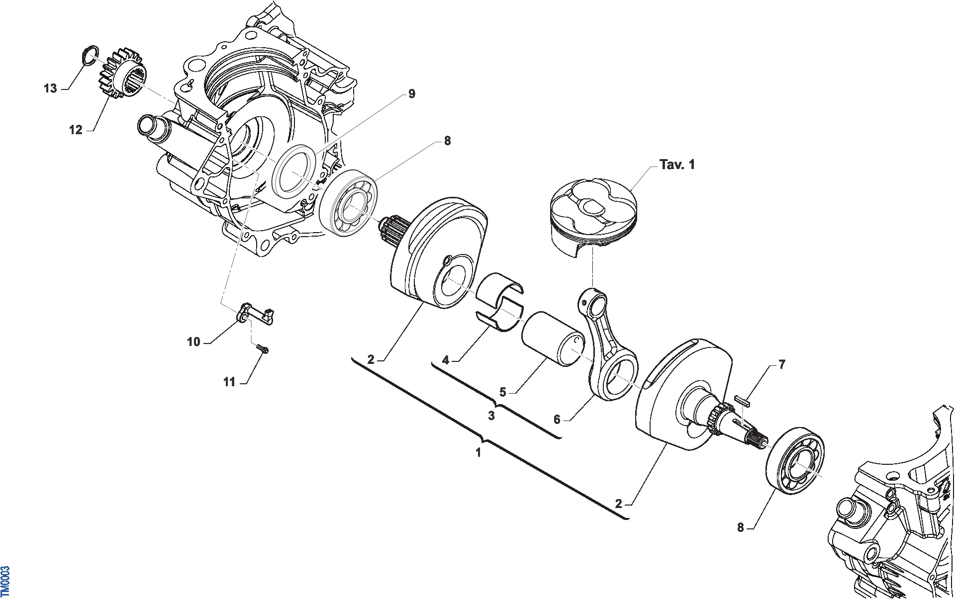 Pièces d'origine pour TM RACING 250 250 4T 250 Fi SMK 2023 - Vilebrequin et pièces associées