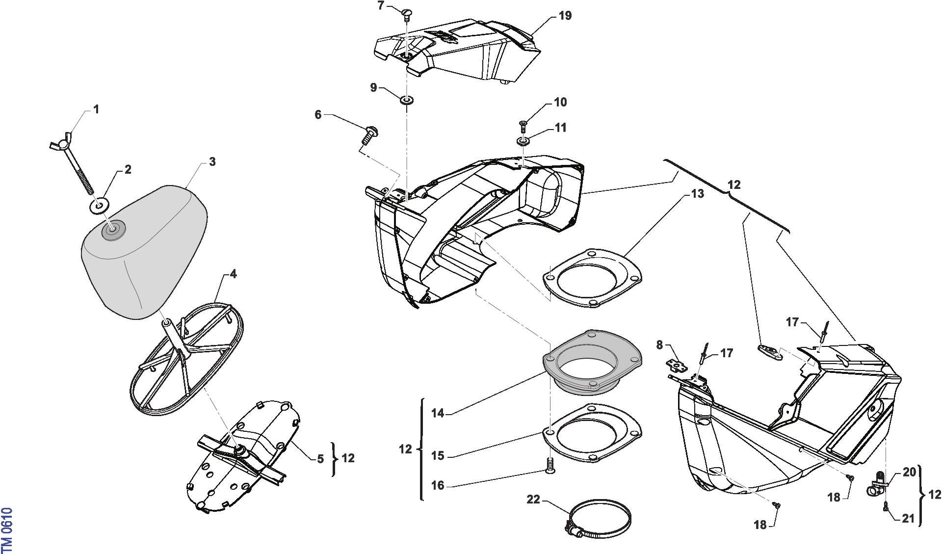 Pièces d'origine pour TM RACING 300 300 4T 300 Fi EN 2023 - Boîte à air