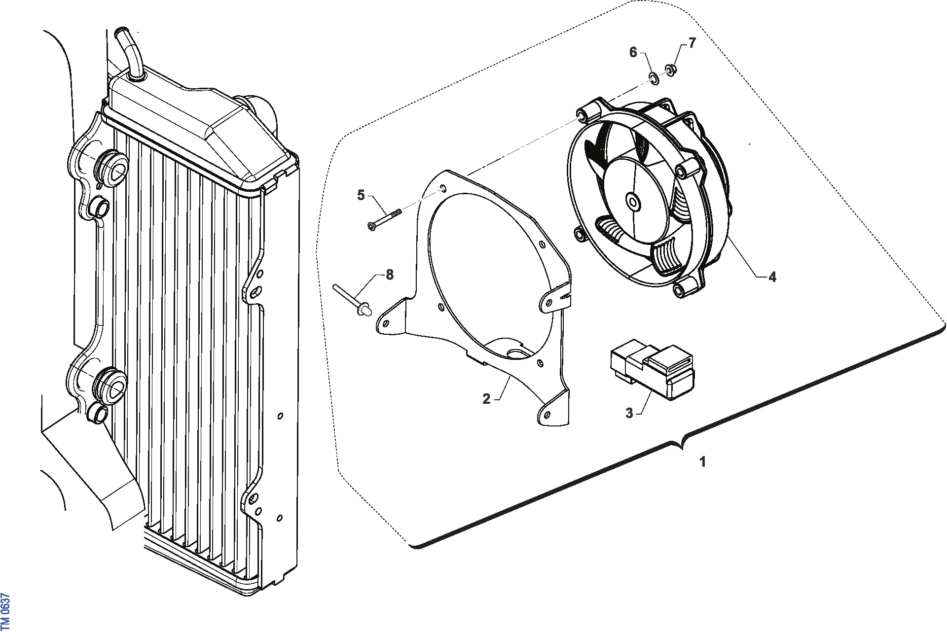 Pièces d'origine pour TM RACING 300 300 4T 300 Fi MX 2023 - Ventilateur de radiateur
