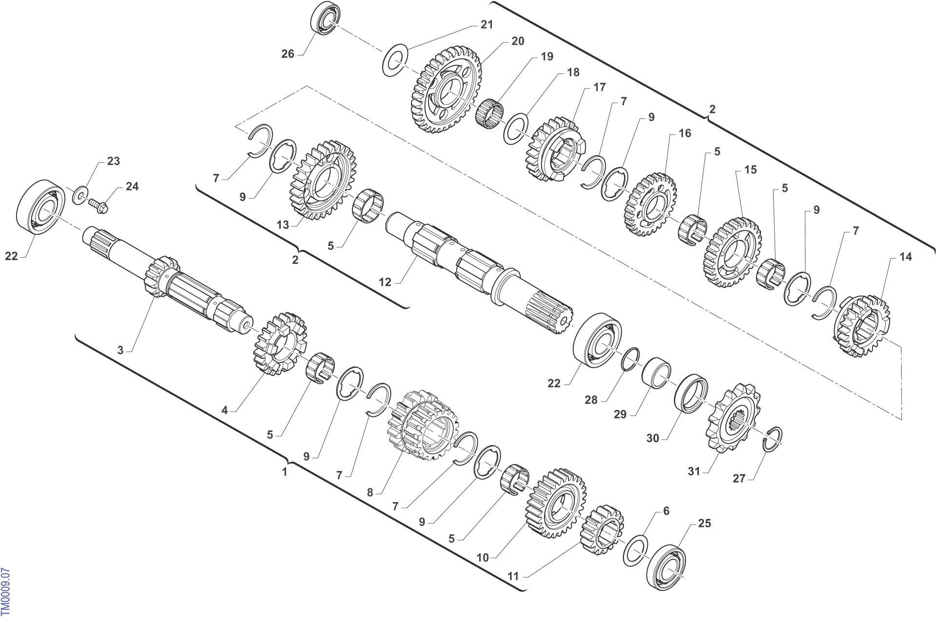 Pièces d'origine pour TM RACING 300 300 4T 300 Fi MX 2023 - Boîte de vitesses