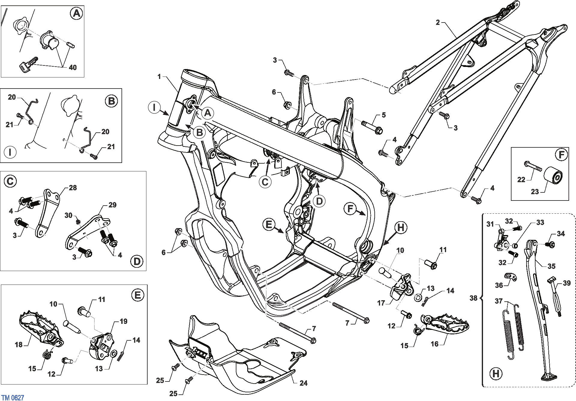 Pièces d'origine pour TM RACING 450 450 4T 450 Fi EN 2023 - Cadre et partie-cycle