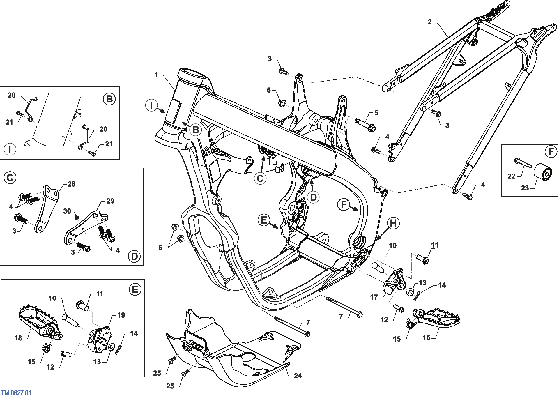 Pièces d'origine pour TM RACING 450 450 4T 450 Fi MX 2023 - Cadre et partie-cycle