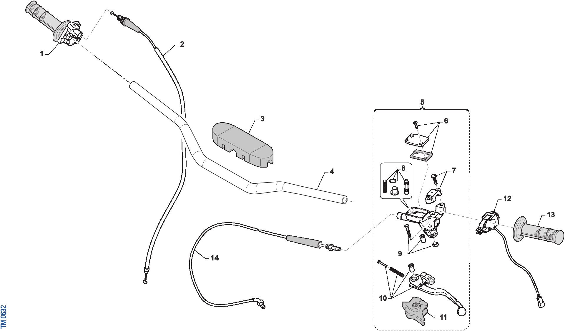 Pièces d'origine pour TM RACING 144 144 2T 144 MX 2022 - Guidon