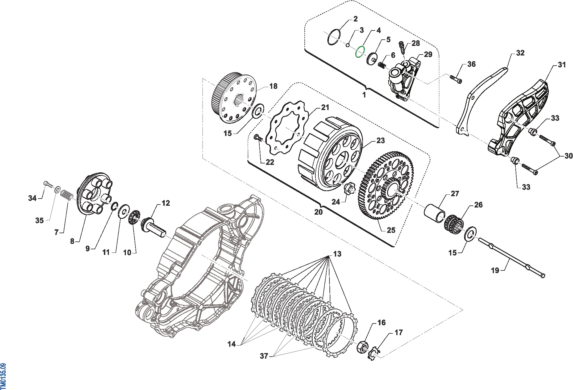 Pièces d'origine pour TM RACING 250 250 2T 250 MX 2022 - Embrayage 5M