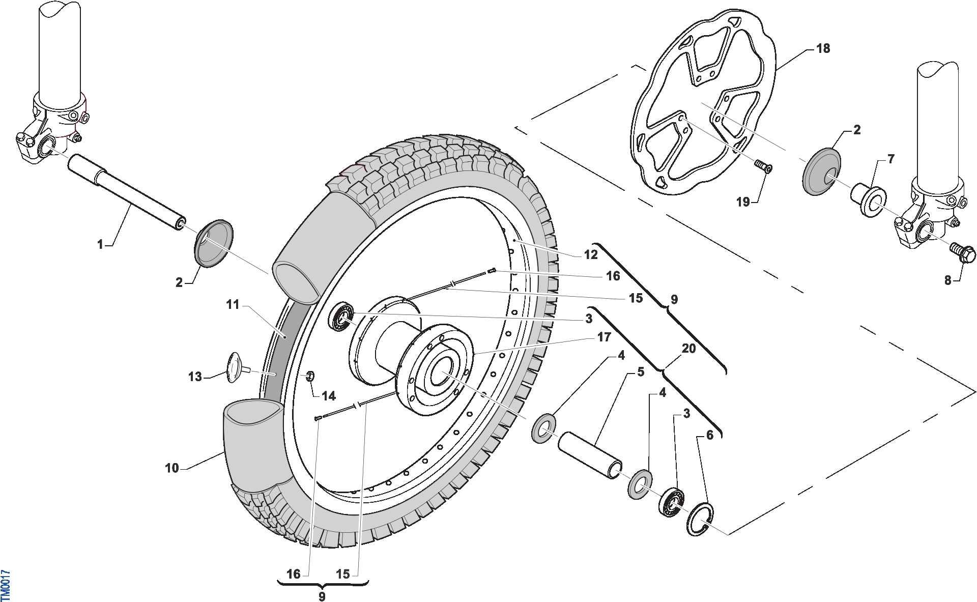 Pièces d'origine pour TM RACING 250 250 4T 250 Fi EN 2022 - Roue avant