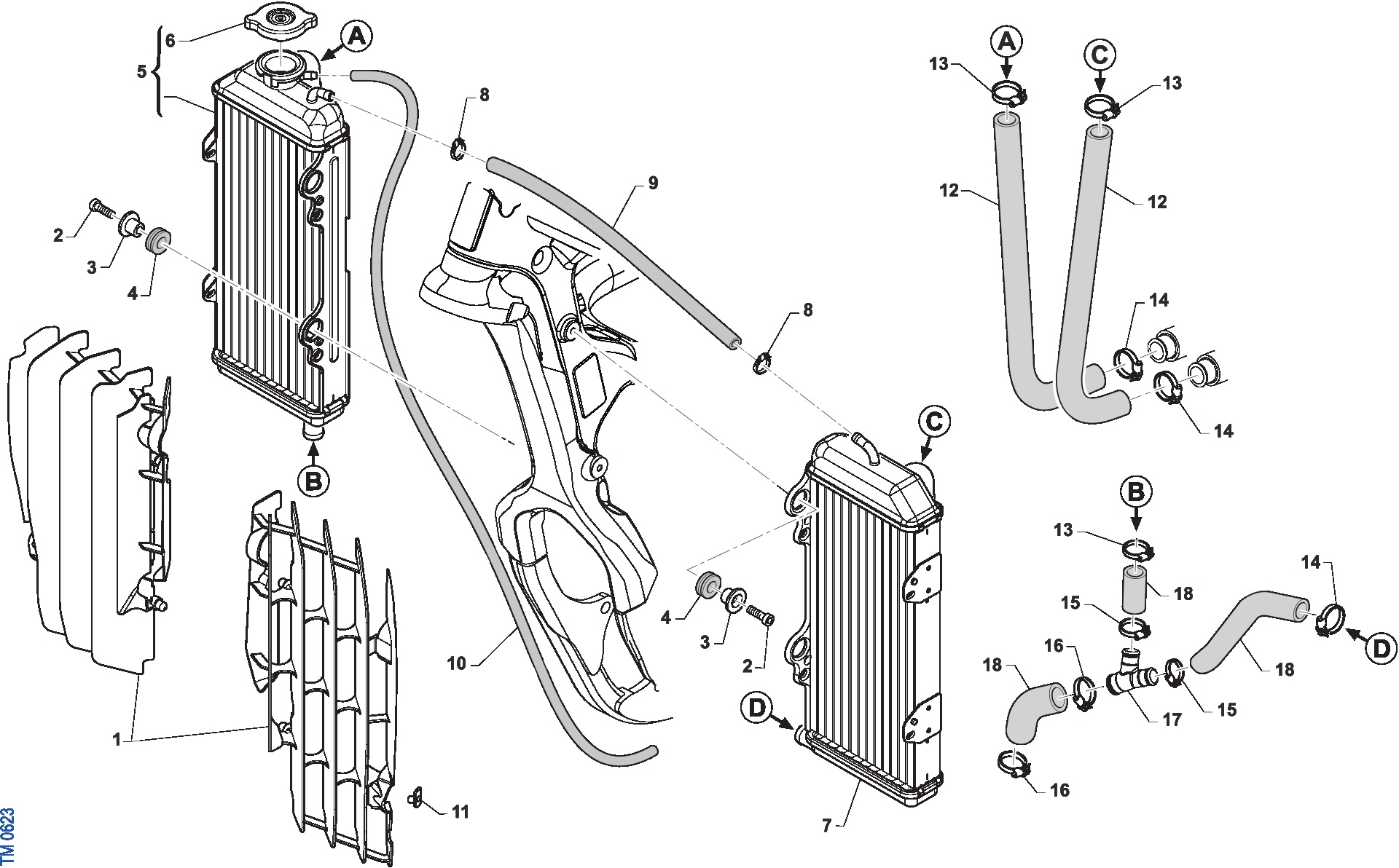 Pièces d'origine pour TM RACING 530 530 4T 530 Fi EN 2022 - Radiateur