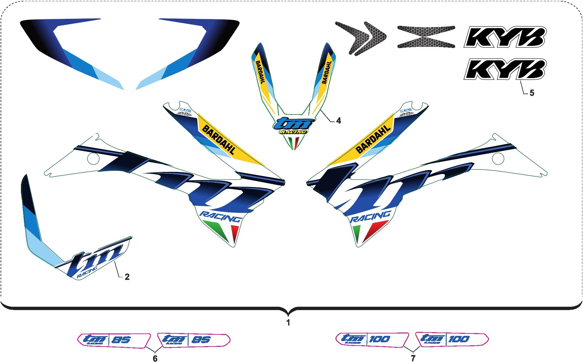 Pièces d'origine pour TM RACING 85 85 2T 85 MX SENIOR 2021 - Autocollants et adhésifs