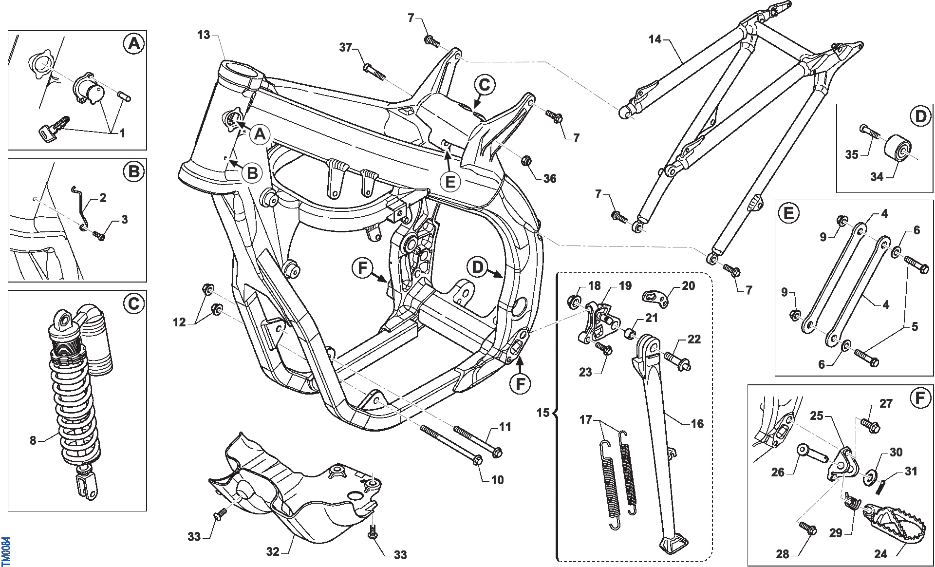 Pièces d'origine pour TM RACING 125 125 2T 125 EN 2021 - Cadre et partie-cycle