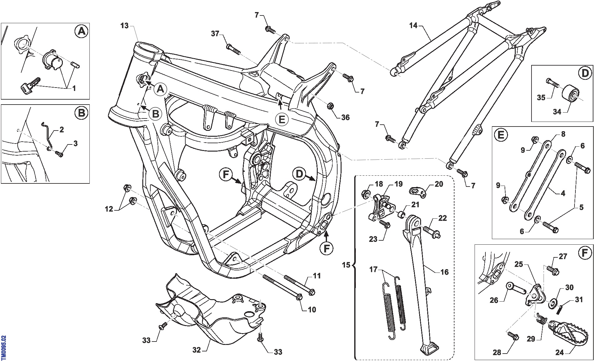 Pièces d'origine pour TM RACING 125 125 2T 125 Fi EN 2021 - Cadre et partie-cycle