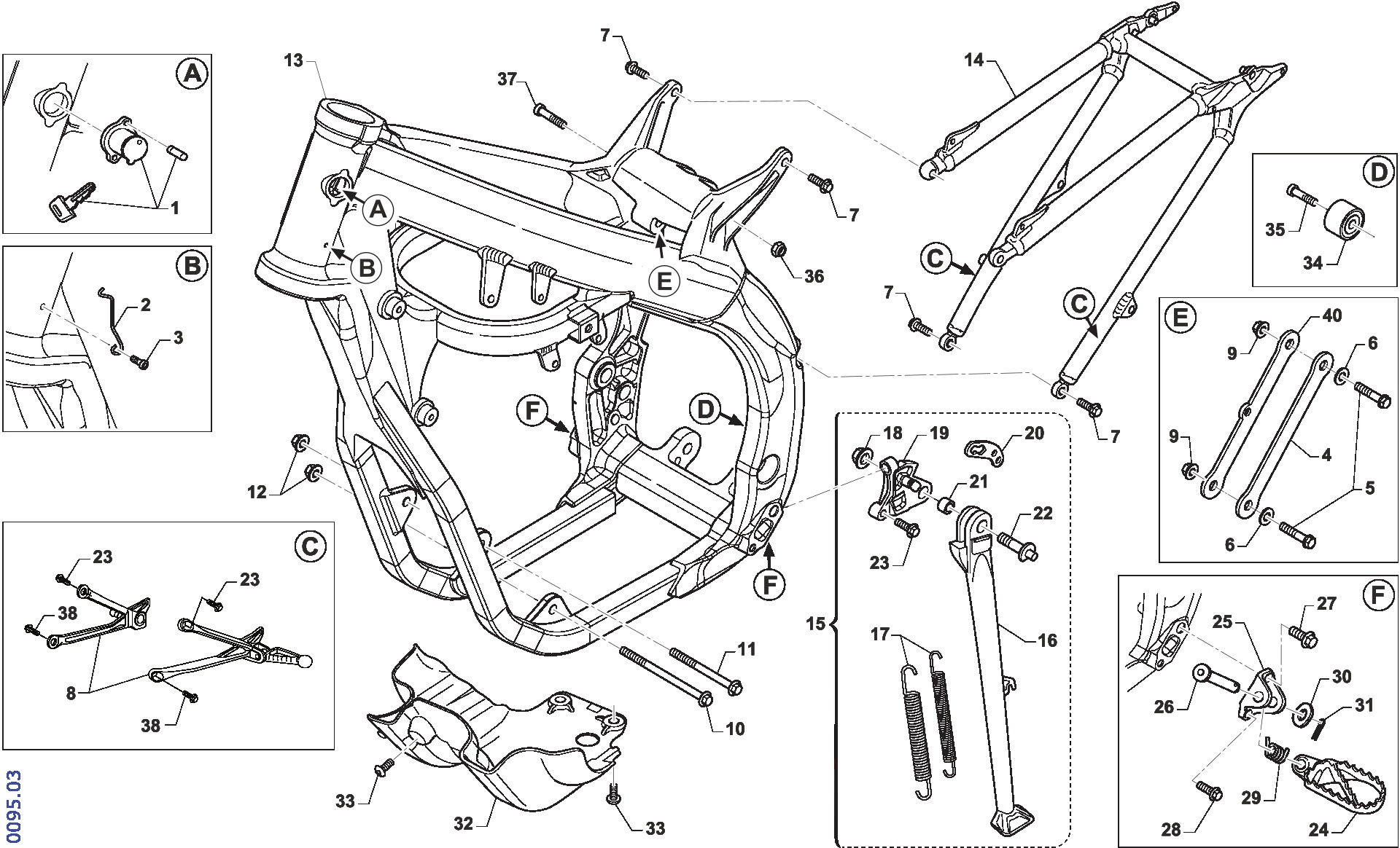 Pièces d'origine pour TM RACING 125 125 2T 125 Fi SMR 2021 - Cadre et partie-cycle