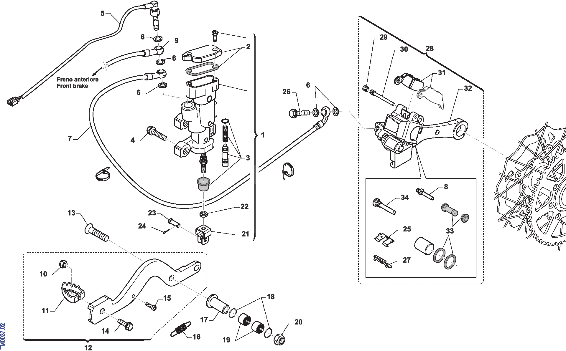 Pièces d'origine pour TM RACING 125 125 2T 125 Fi SMR 2021 - Frein arrière