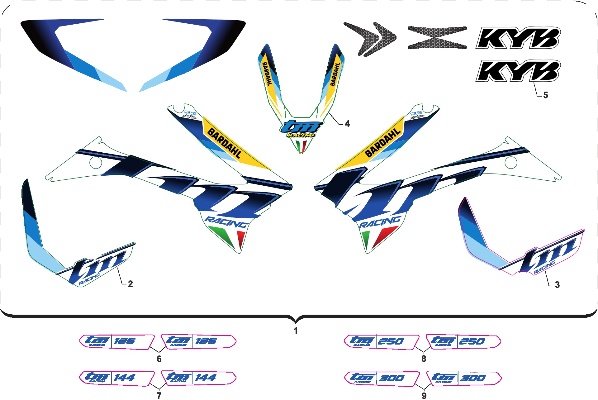 Pièces d'origine pour TM RACING 144 144 2T 144 EN 2021 - Kit autocollants et adhésifs