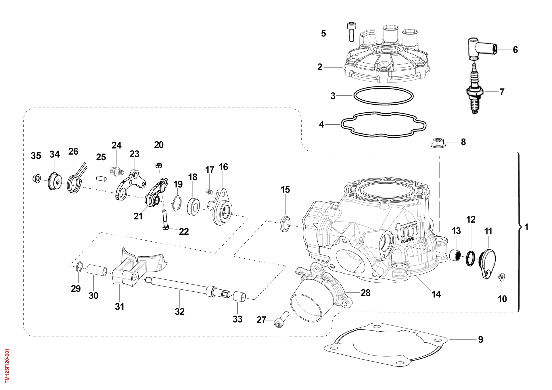 Pièces d'origine pour TM RACING 144 144 2T 144 Fi EN 2021 - Cylindre moteur