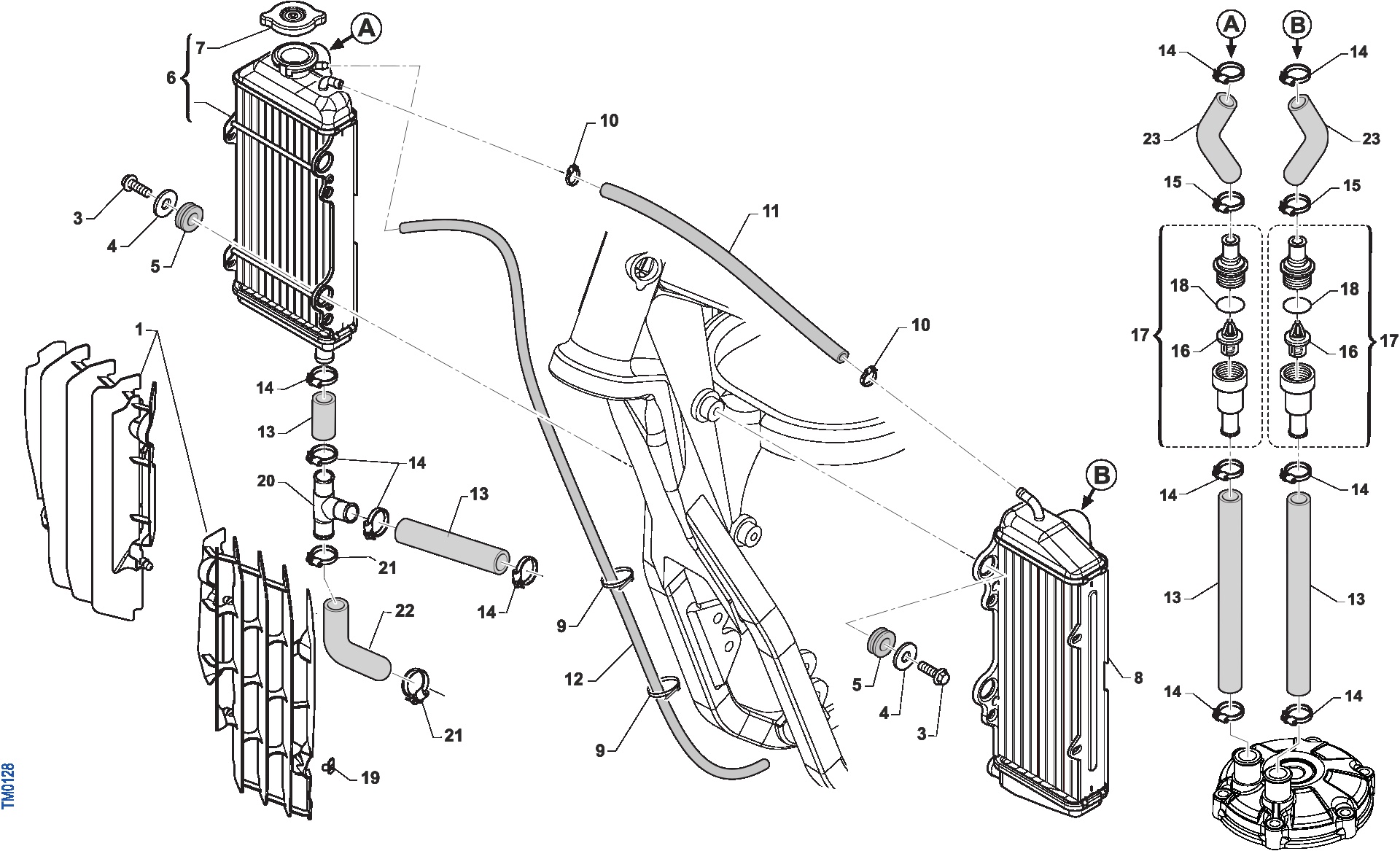 Pièces d'origine pour TM RACING 250 250 2T 250 Fi EN 2021 - Radiateurs - Refroidissement moteur