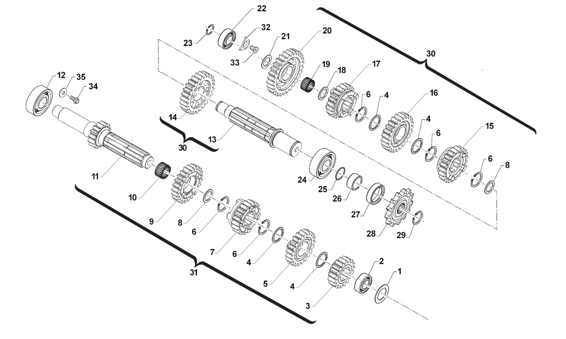 Pièces d'origine pour TM RACING 250 250 2T 250 Fi EN 2021 - Boîte de vitesses