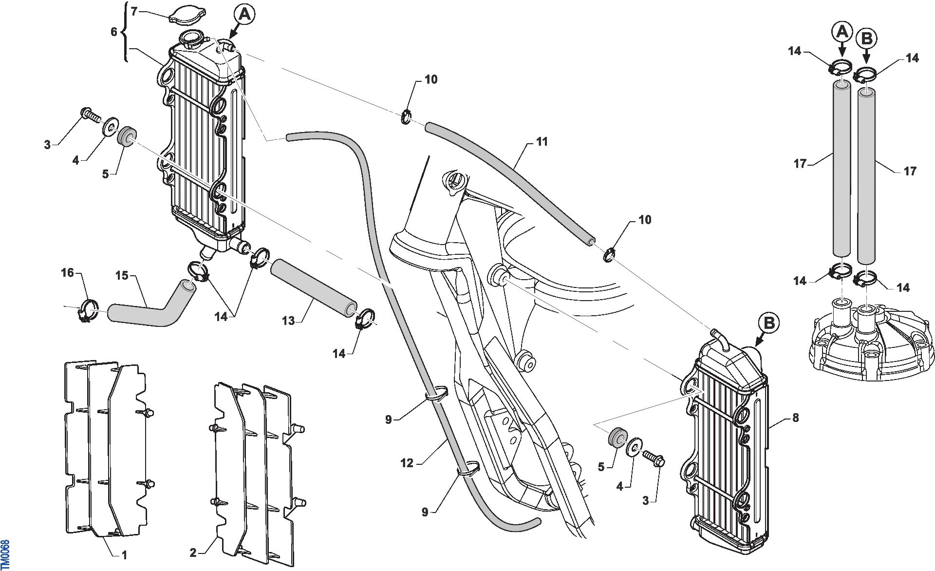 Pièces d'origine pour TM RACING 300 300 2T 300 EN 2021 - Radiateurs