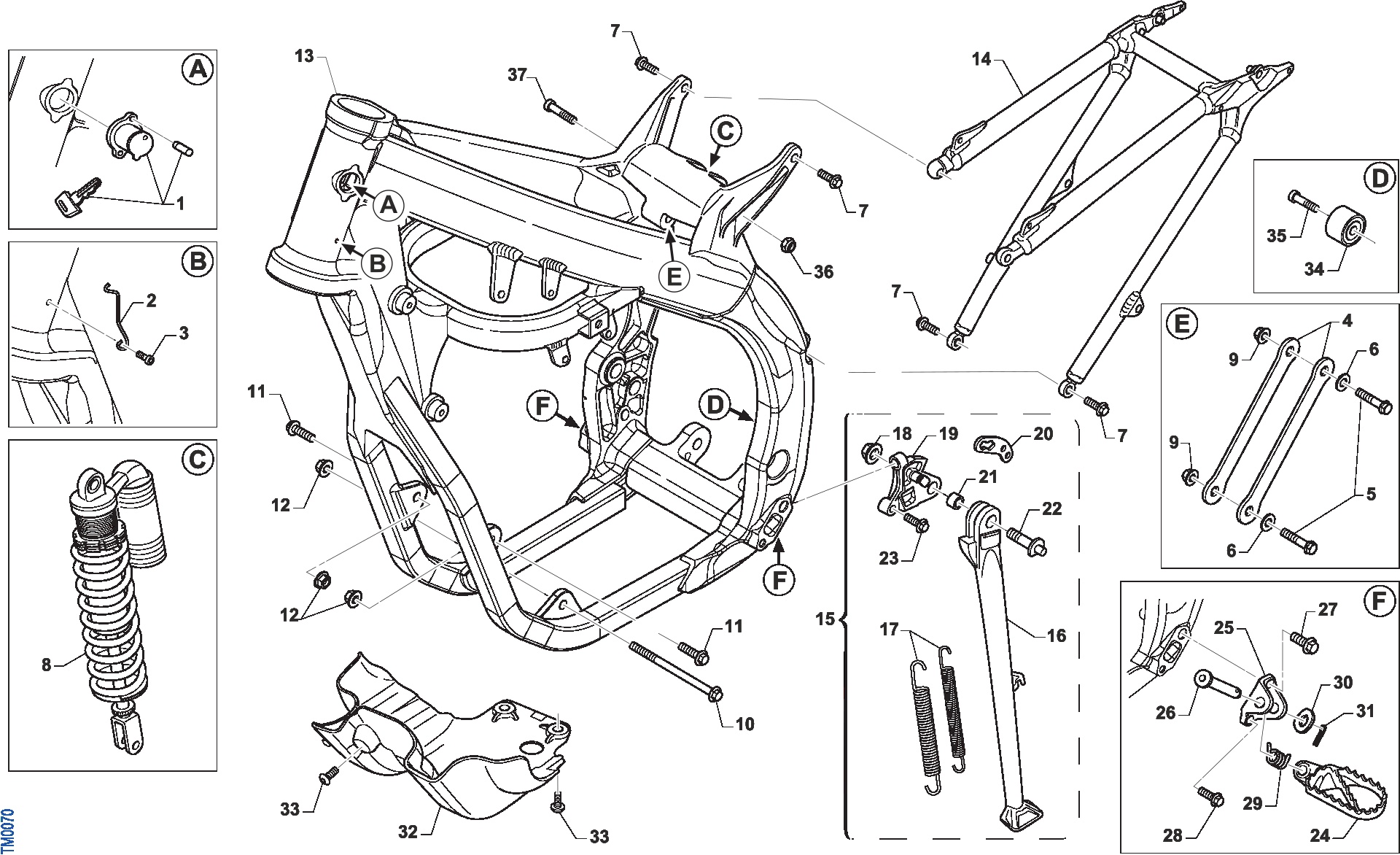 Pièces d'origine pour TM RACING 300 300 2T 300 Fi EN 2021 - Cadre