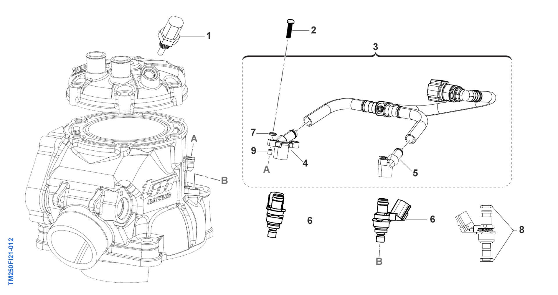 Pièces d'origine pour TM RACING 300 300 2T 300 Fi EN 2021 - Système d'injection moteur