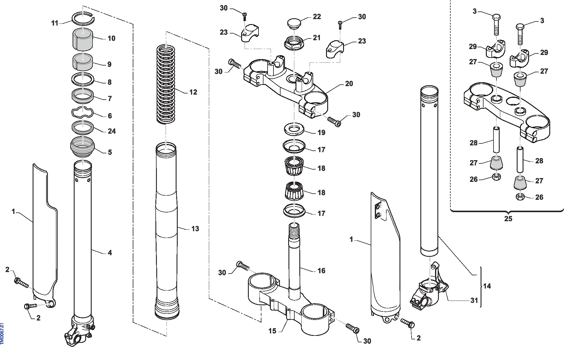 Pièces d'origine pour TM RACING 300 300 2T 300 Fi SMR 2021 - Fourche avant