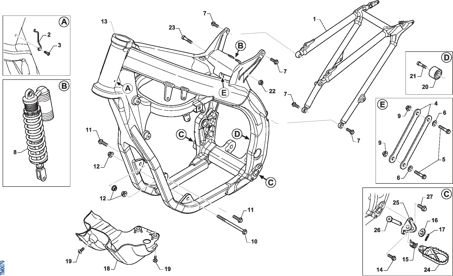 Pièces d'origine pour TM RACING 300 300 2T 300 SMX 2021 - Cadre et partie-cycle
