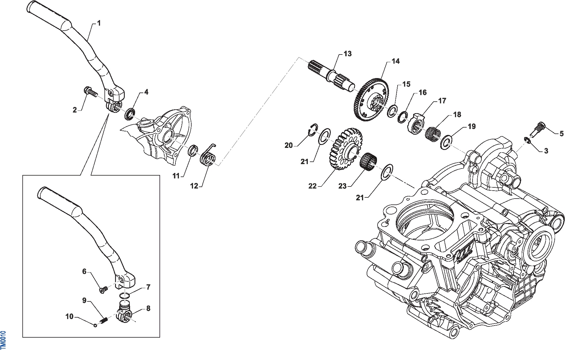 Pièces d'origine pour TM RACING 250 250 4T 250 Fi MX TWIN 2021 - Levier de démarrage