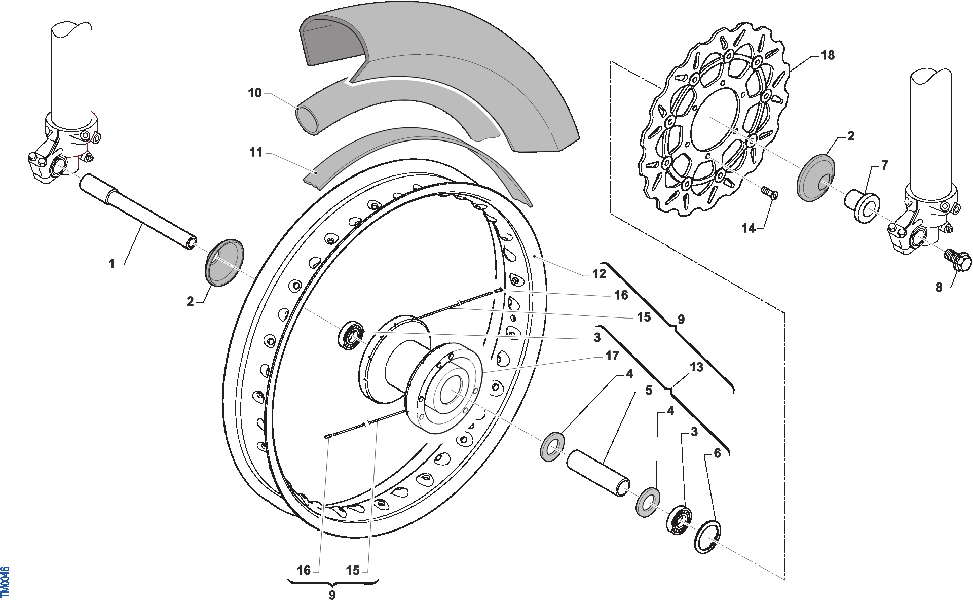Pièces d'origine pour TM RACING 250 250 4T 250 Fi SMX 2021 - Roue avant