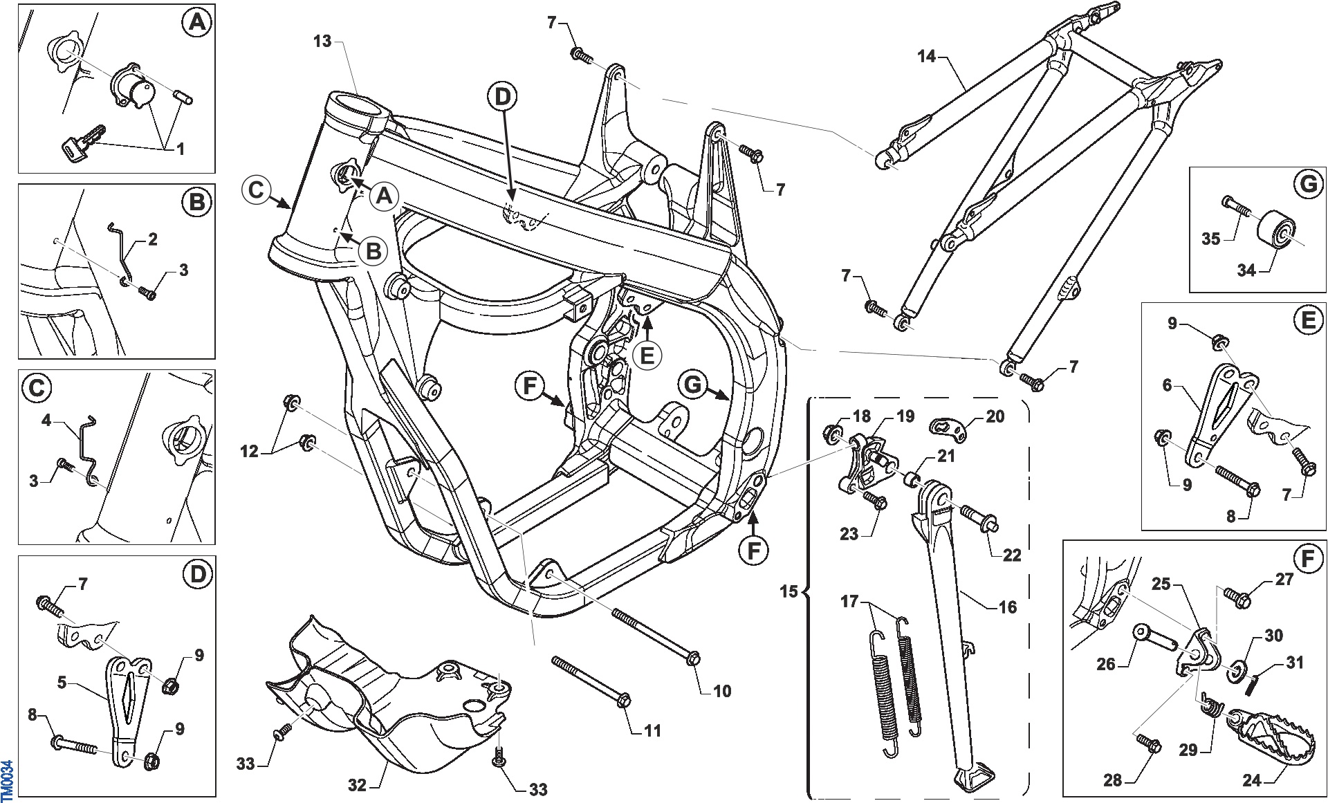 Pièces d'origine pour TM RACING 300 300 4T 300 Fi EN TWIN 2021 - Cadre et partie-cycle