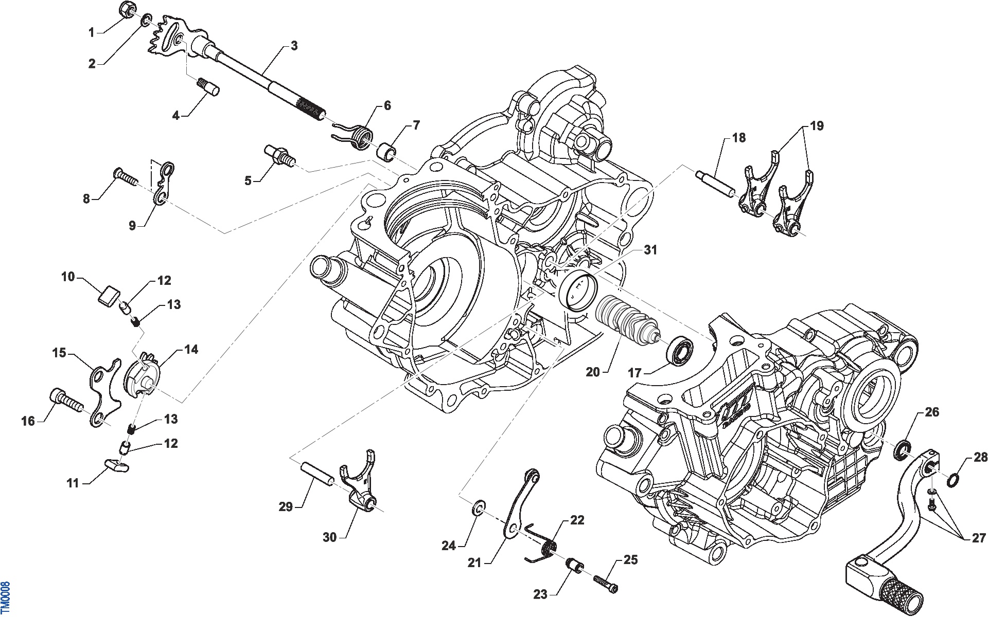 Pièces d'origine pour TM RACING 300 300 4T 300 Fi EN TWIN 2021 - Boîte de vitesse