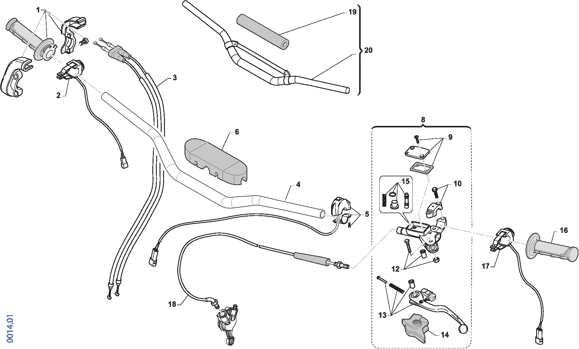 Pièces d'origine pour TM RACING 300 300 4T 300 Fi MX TWIN 2021 - Guidon
