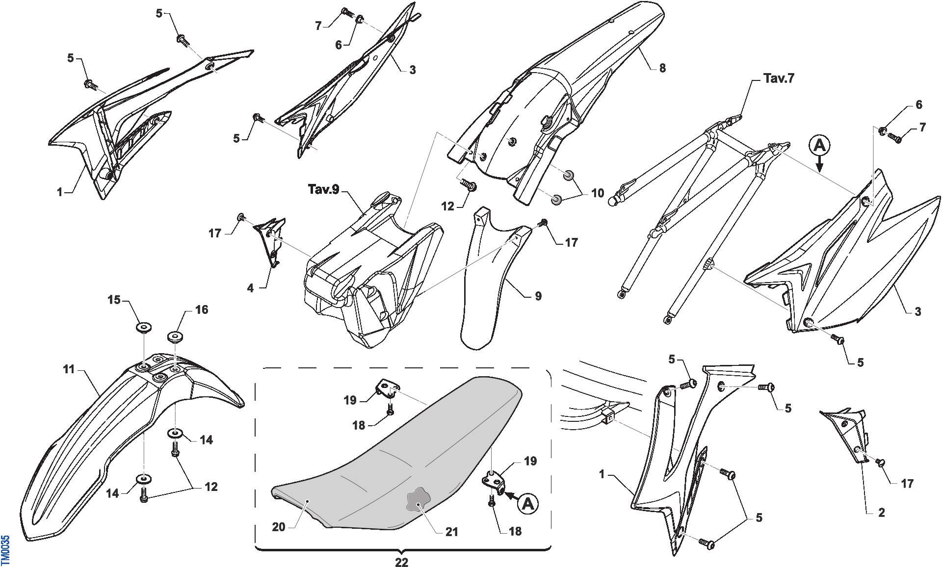 Pièces d'origine pour TM RACING 450 450 4T 450Fi EN 2021 - Carénages et plastiques