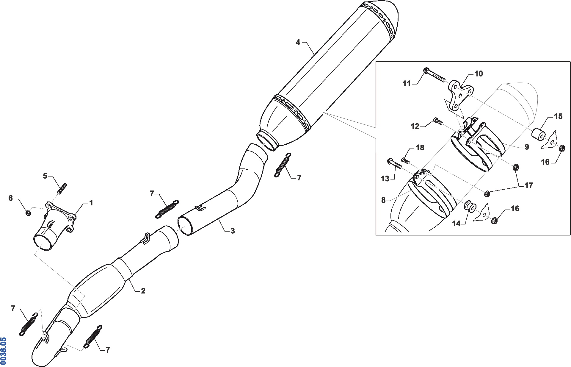 Pièces d'origine pour TM RACING 450 450 4T 450Fi EN 2021 - Échappement