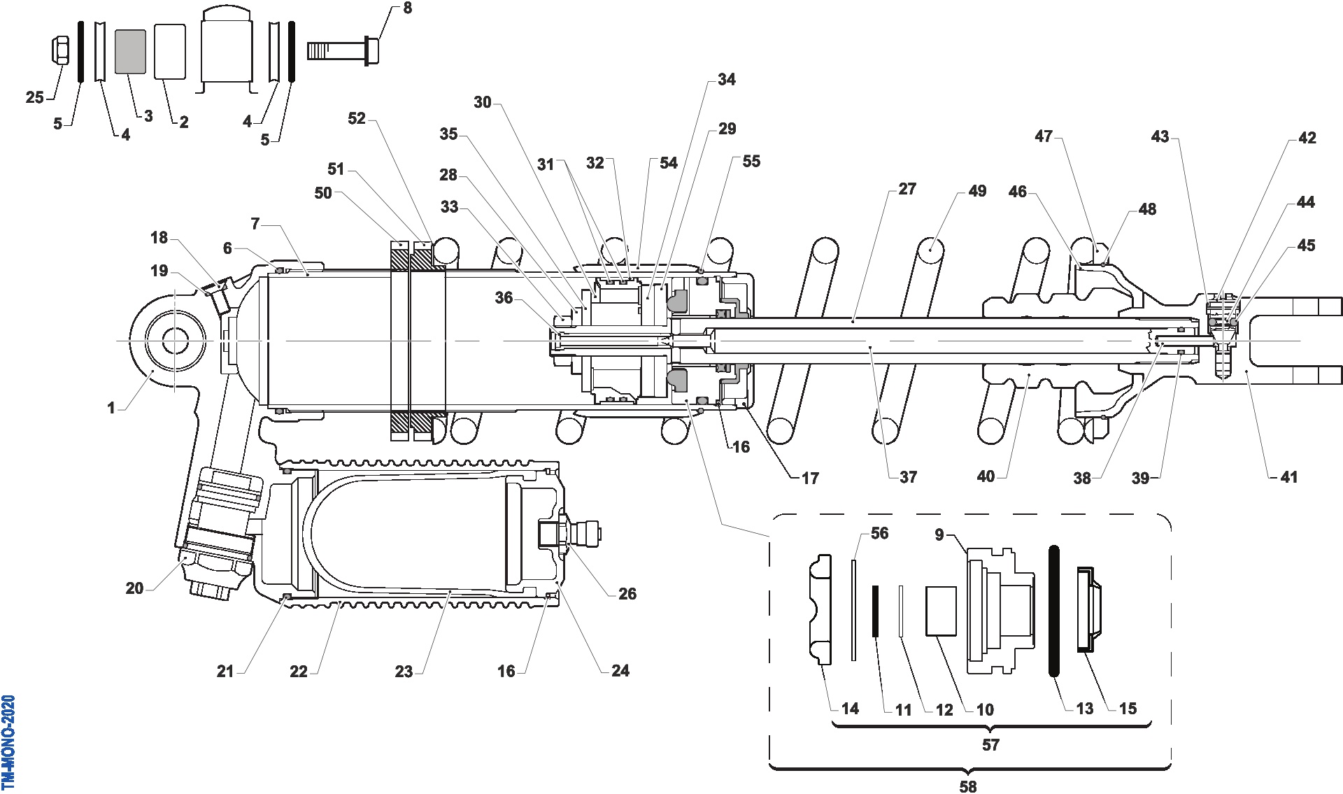 Pièces d'origine pour TM RACING 450 450 4T 450Fi EN 2021 - Amortisseur TM4T MY 2020