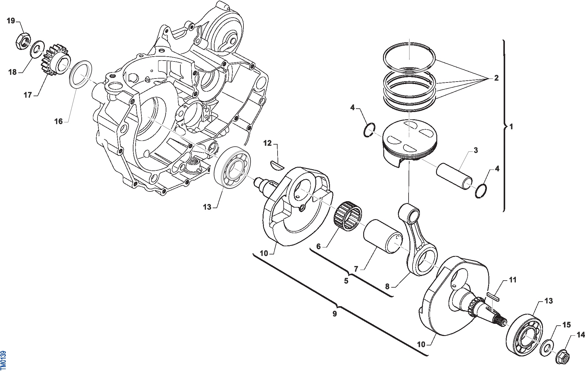 Pièces d'origine pour TM RACING 450 450 4T 450 Fi MX 2021 - Vilebrequin et piston KS