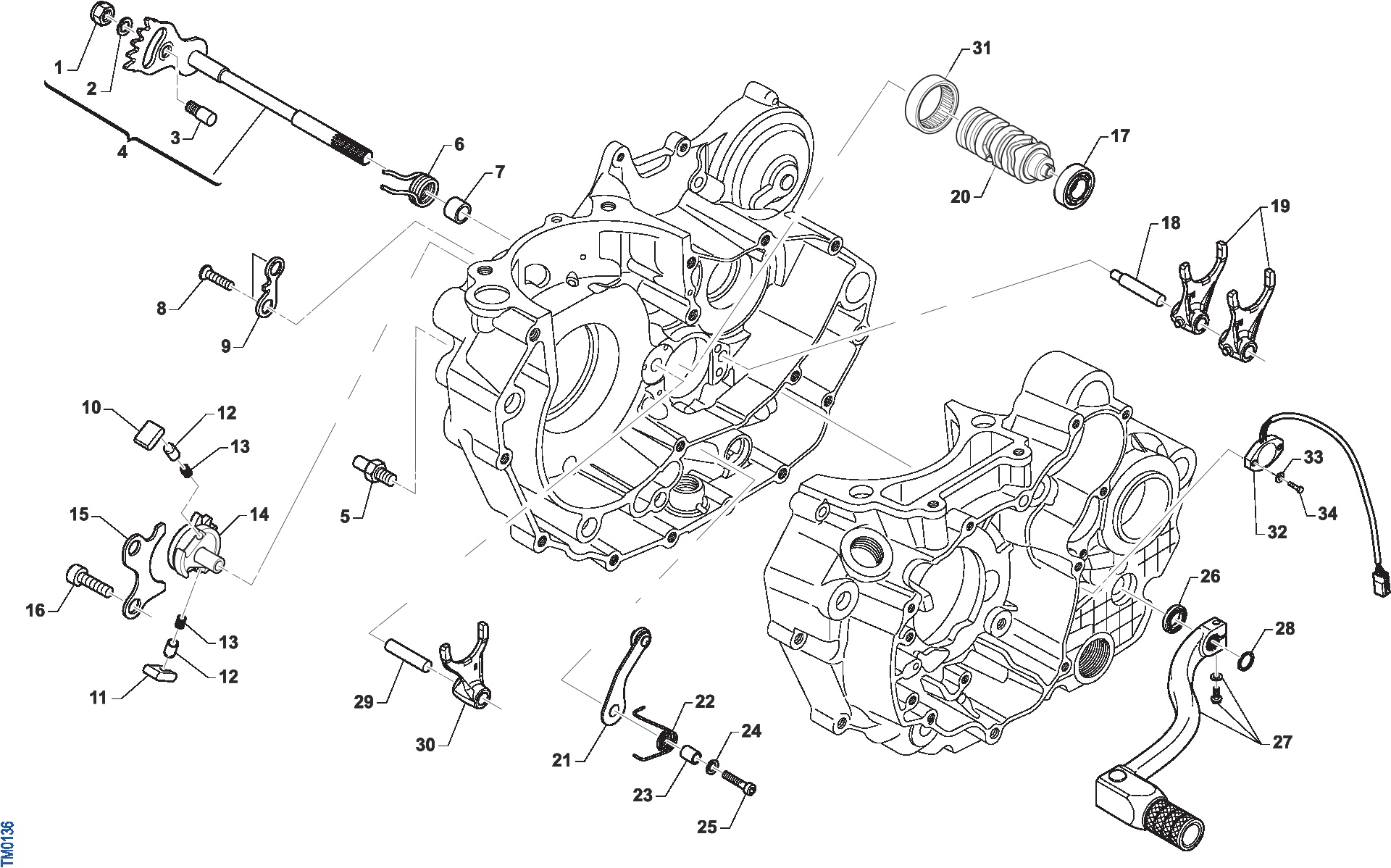 Pièces d'origine pour TM RACING 450 450 4T 450 Fi SMR 2021 - Boîte de vitesse