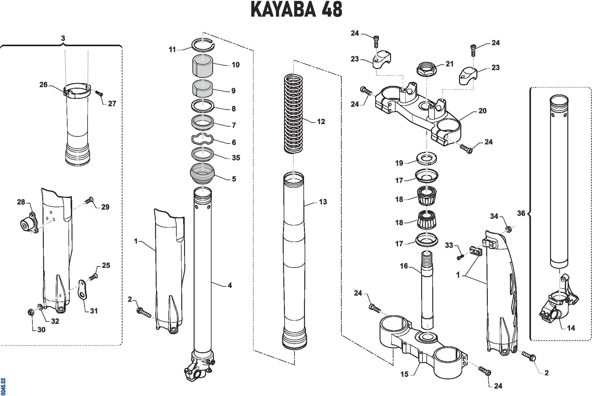 Pièces d'origine pour TM RACING 450 450 4T 450 Fi SMK 2021 - Fourche avant Kayaba