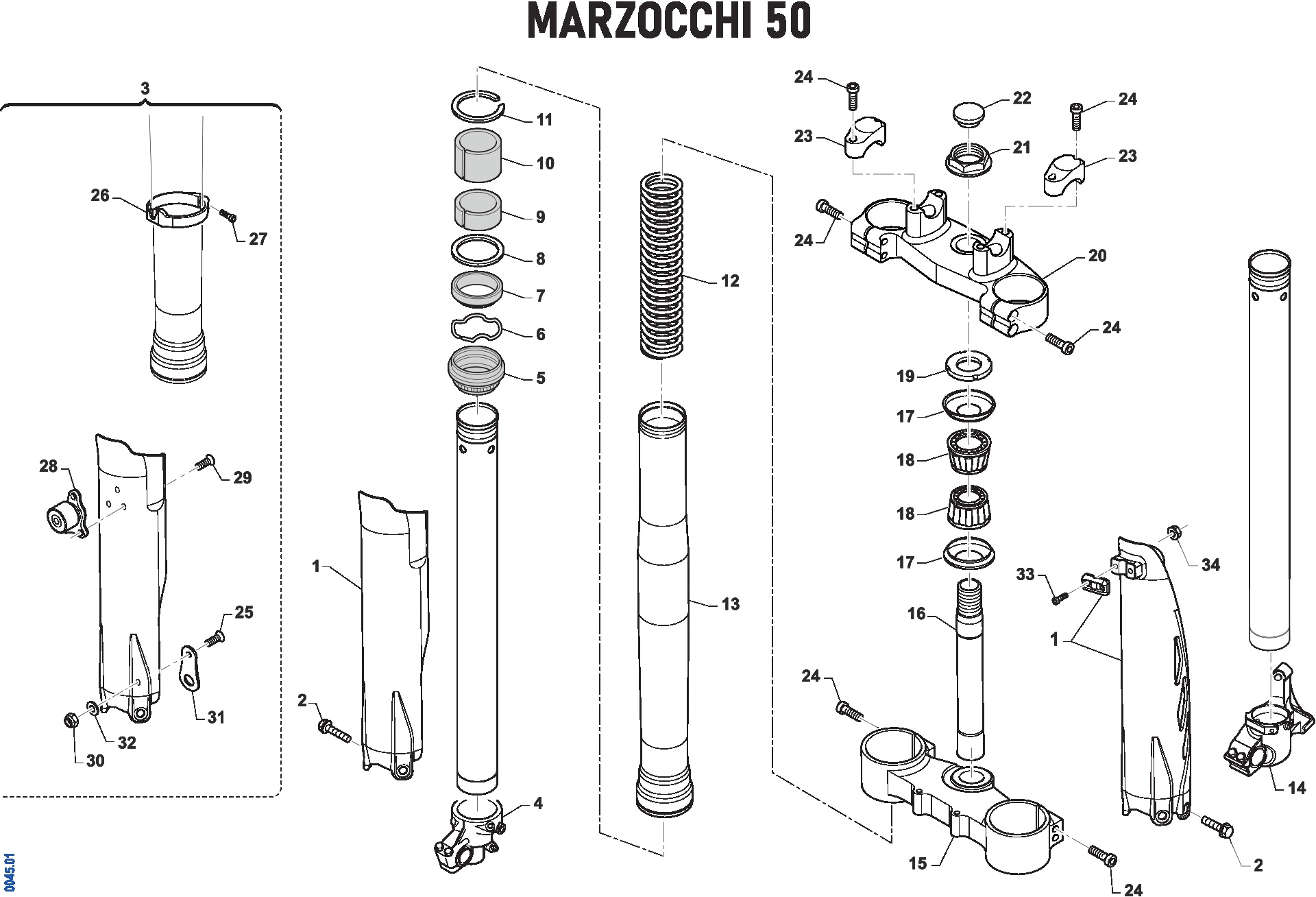 Pièces d'origine pour TM RACING 450 450 4T 450 Fi SMX 2021 - Fourche MARZOCCHI