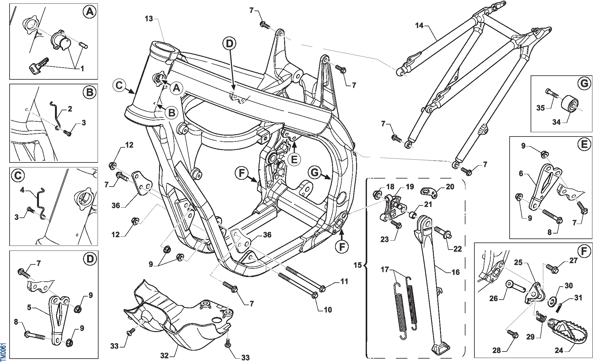 Pièces d'origine pour TM RACING 530 530 4T 530Fi EN 2021 - Cadre et partie-cycle