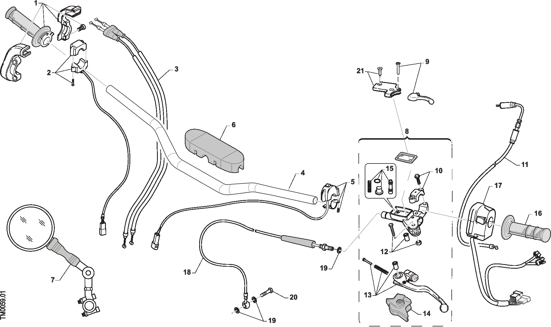 Pièces d'origine pour TM RACING 530 530 4T 530Fi SMR 2021 - Guidon et commandes